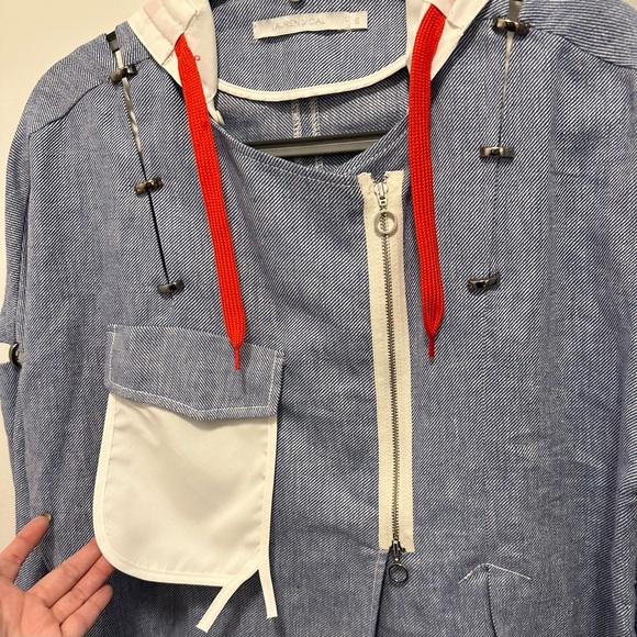 Lauren Vidal Lagenlook Blue Jacket Hoodie S Hooks Deconstructed Art to Wear RARE - Picture 5 of 12